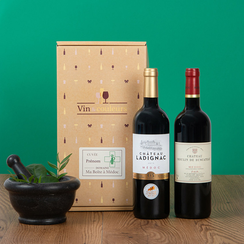 Coffret de vin Bordeaux Médoc - Idée cadeau personnalisé