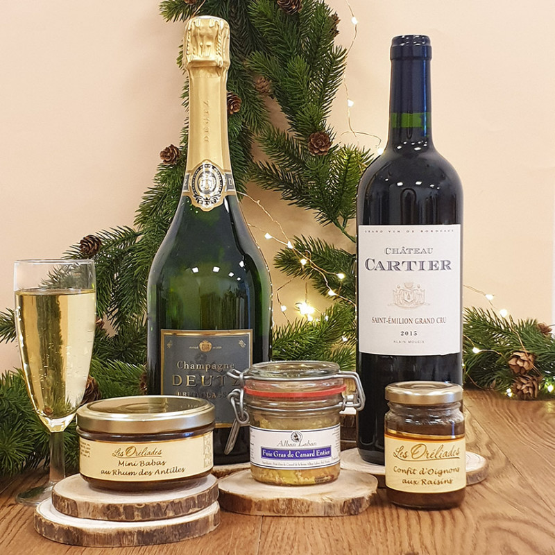 Coffret champagne vin épicerie - Cadeau Noël